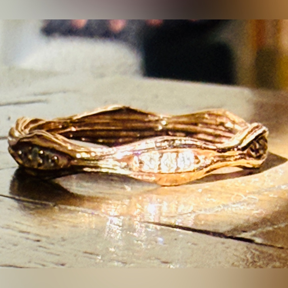 Art Deco Diamond Hand Crafted Twig Eternity Wedding Band in rose gold - size 6